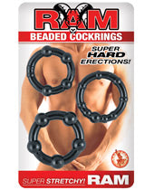 RAM BEADED COCKRINGS BLACK