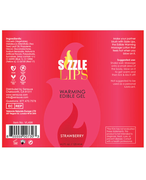 SIZZLE LIPS STRAWBERRY WARMING GEL 4.2 OZ